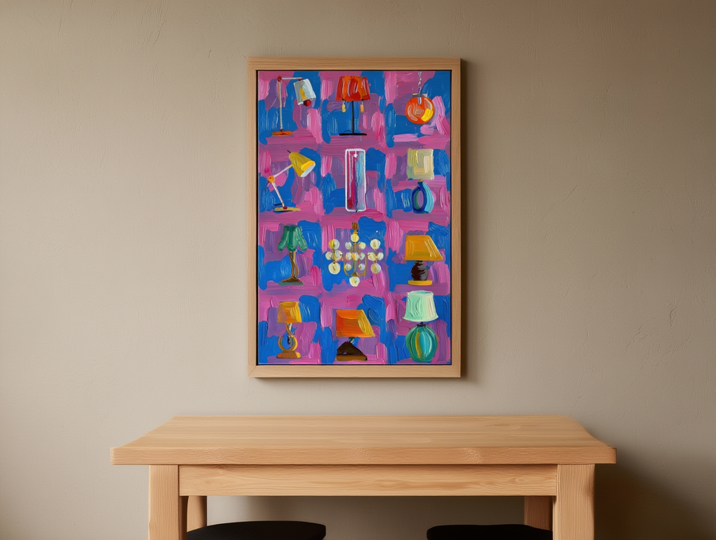 Colourful Lampshades Illustration – Modern Art Poster