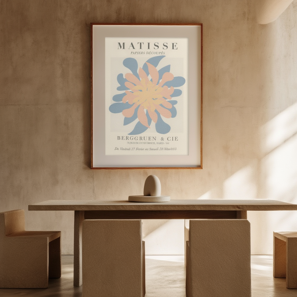 Matisse Style Orange Floral Poster – Bold Wall Art Print – Modern Decor