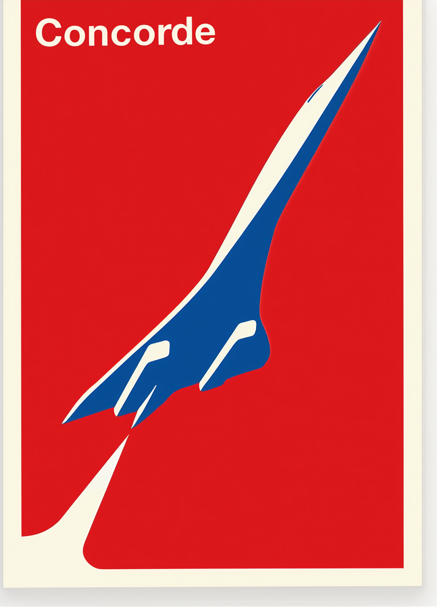 Set of 2 Modern Art Wall Prints – Concorde & Abstract Female Face Gallery Set