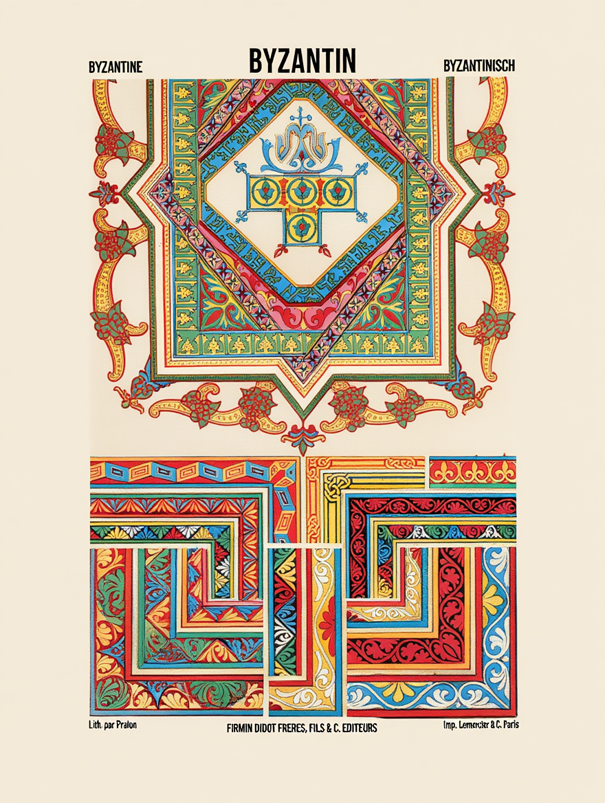 Auguste Racinet – Byzantin 3 Print – XVI Century Vintage Historical Art Poster