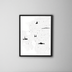 Prague City Map Poster – Minimalist Black & White Urban Wall Art Print