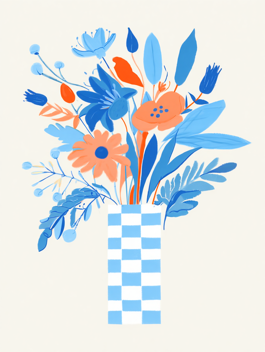 5 Geometric Vase & Wildflower Prints – Modern Minimalist Wall Art for Living Room, Kitchen & Office Decor