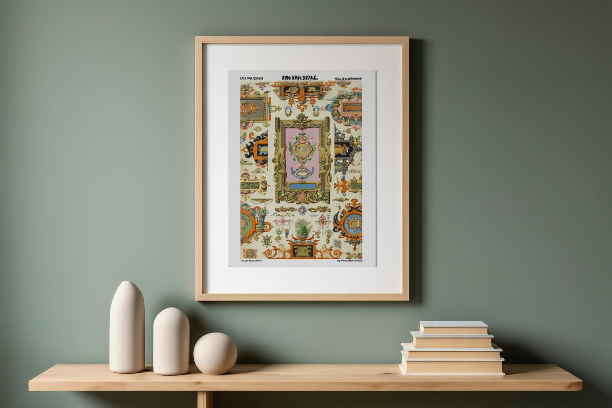 Illustration from L’Ornement Polychrome "XVI XVII" by Auguste Racinet – Vintage French Decorative Art Print