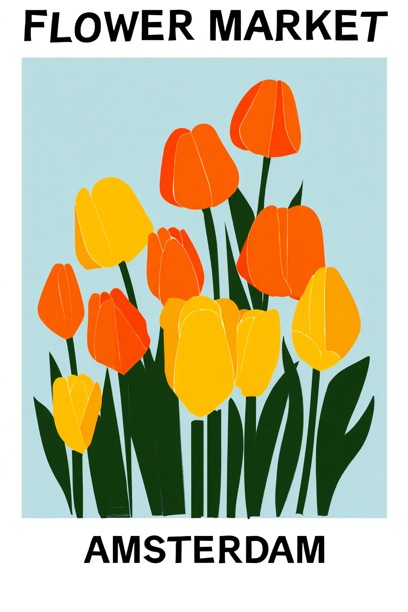 4 Flower Market City Prints – Colorful Travel & Home Wall Art