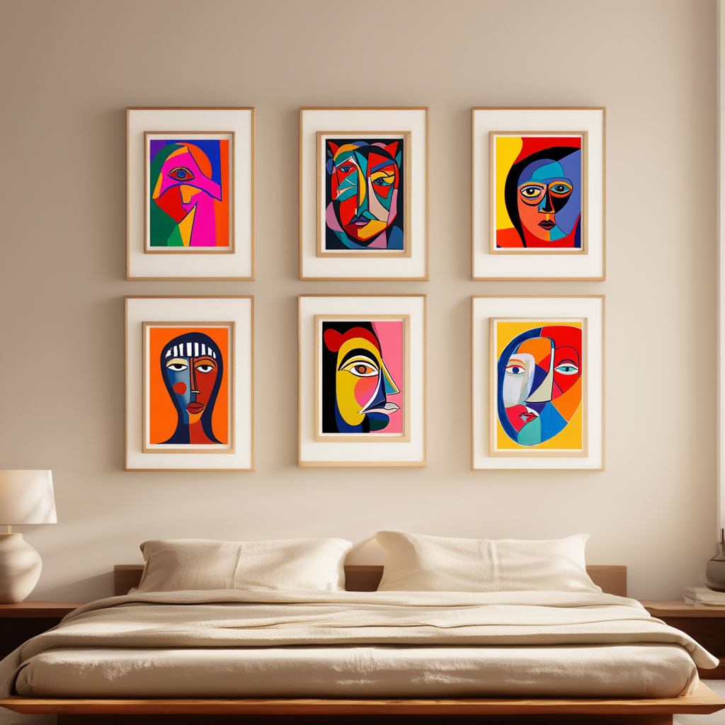 Mixed Picasso & Matisse Abstract Collection – Dining Room Set of 7 - Hakyarts