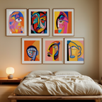Mixed Picasso & Matisse Abstract Collection – Dining Room Set of 7 - Hakyarts