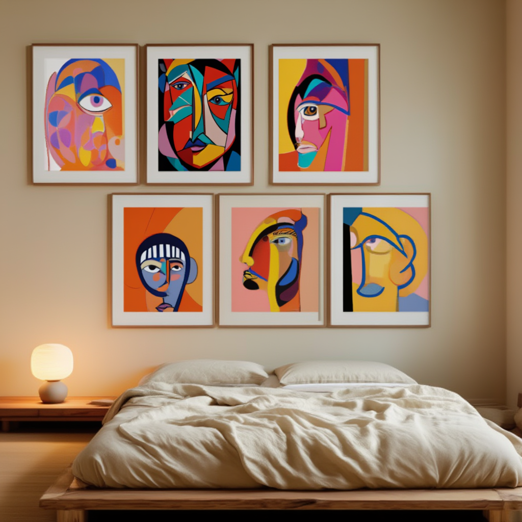 Mixed Picasso & Matisse Abstract Collection – Dining Room Set of 7 - Hakyarts