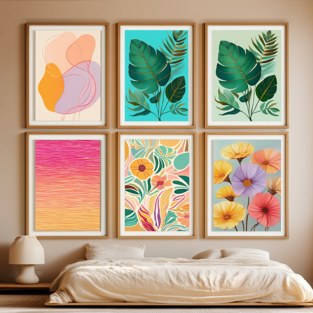 Vibrant Abstract Collection – Set of 6 Colorful Art Prints - Hakyarts