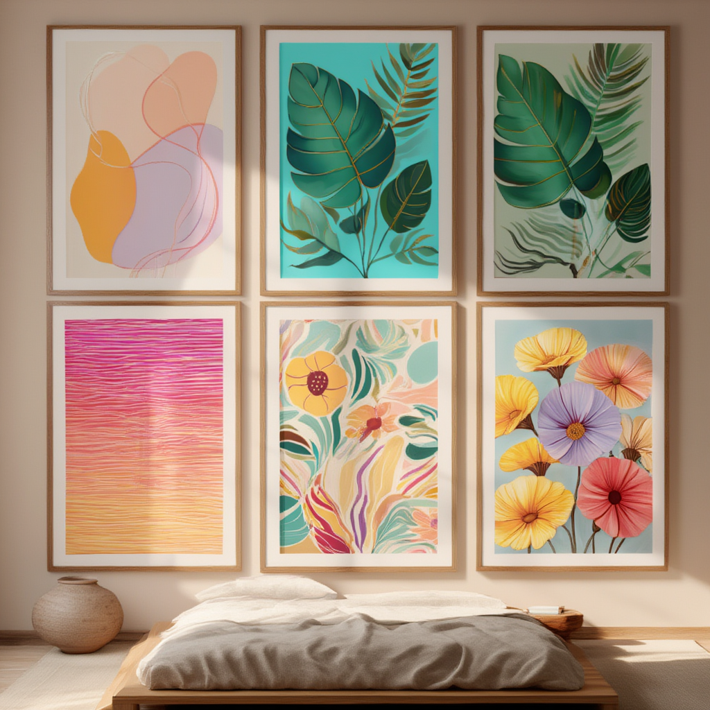 Vibrant Abstract Collection – Set of 6 Colorful Art Prints - Hakyarts