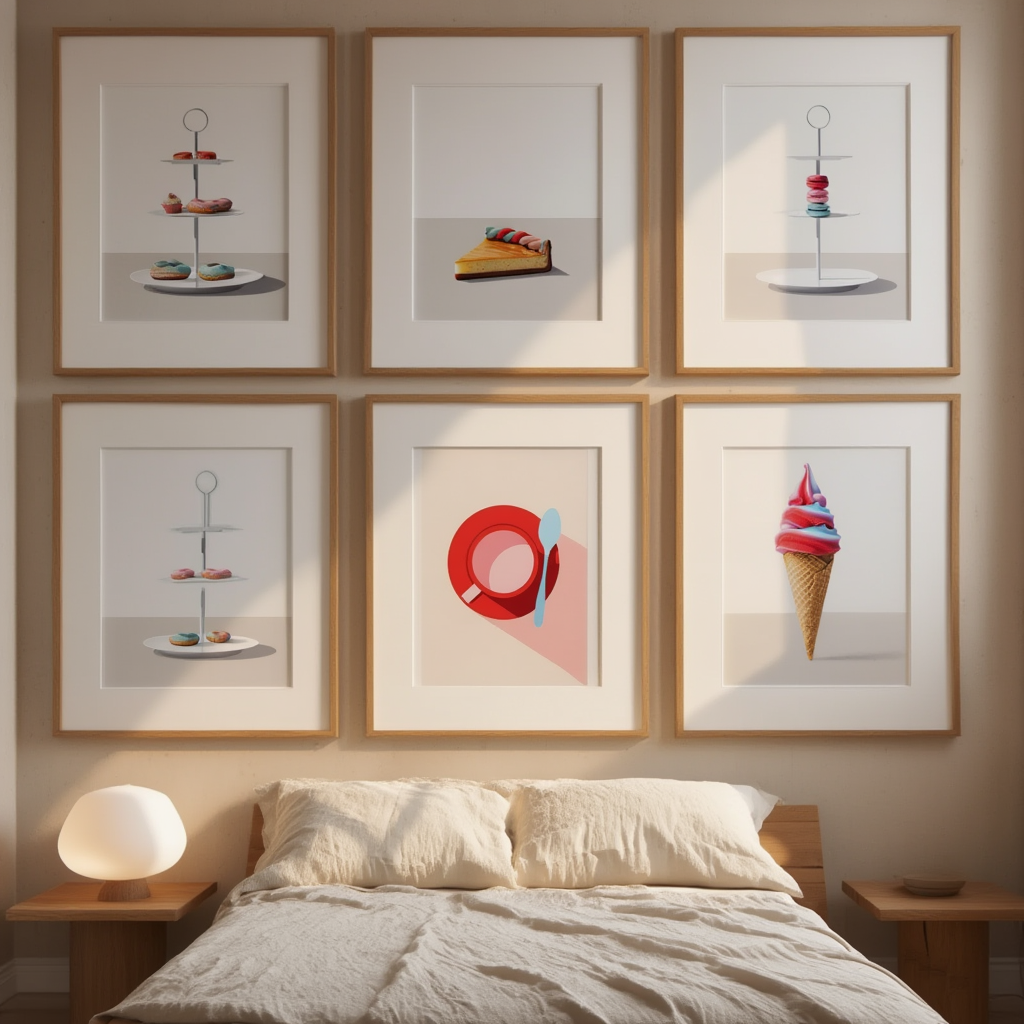 6 Nordic Dessert Prints – Minimalist Cake & Pastry Wall Art for Kitchen, Dining & Living Room Decor - Hakyarts