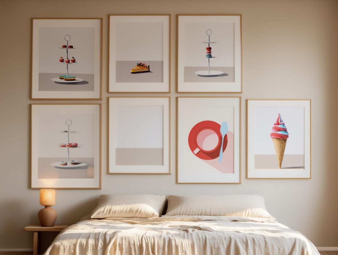 6 Nordic Dessert Prints – Minimalist Cake & Pastry Wall Art for Kitchen, Dining & Living Room Decor - Hakyarts