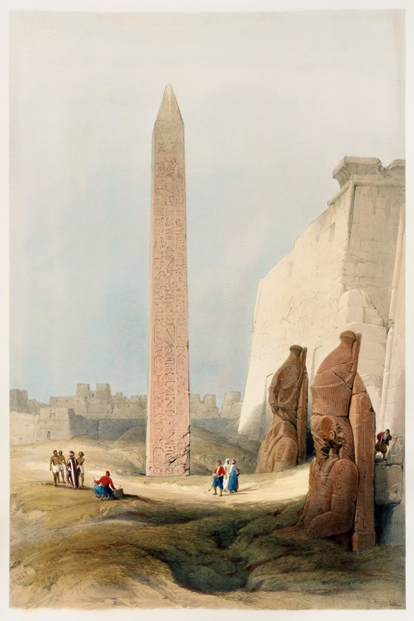Luxor by David Roberts – 19th-Century Orientalist Architectural Art Print - Hakyarts