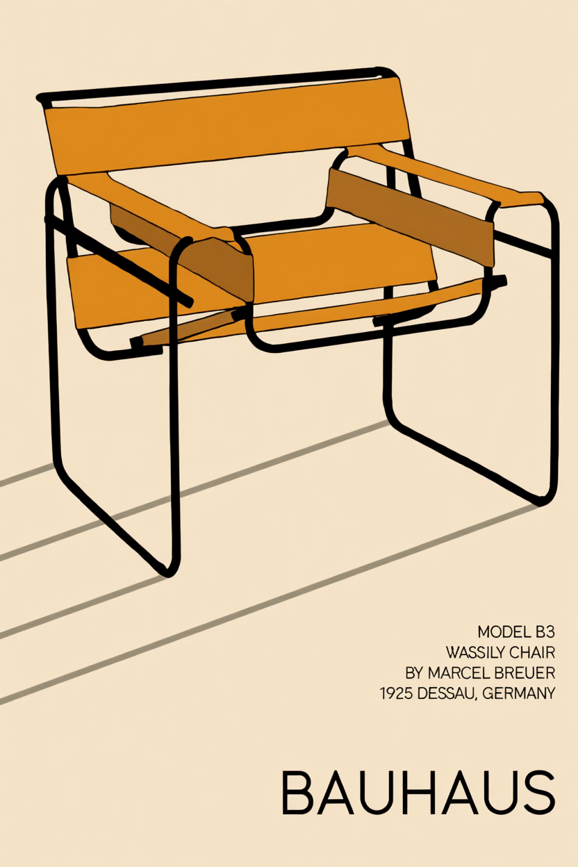 Set of 4 Bauhaus Chairs Prints – Modernist Furniture Wall Art - Hakyarts