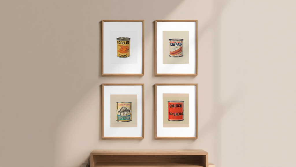 4 Retro Canned Food Prints – Vintage Kitchen Wall Art Collection