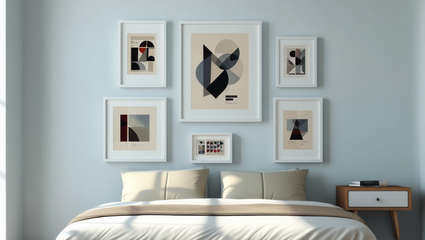 Nordic Bauhaus Mid-Century – Office Set of 5 Modern Prints