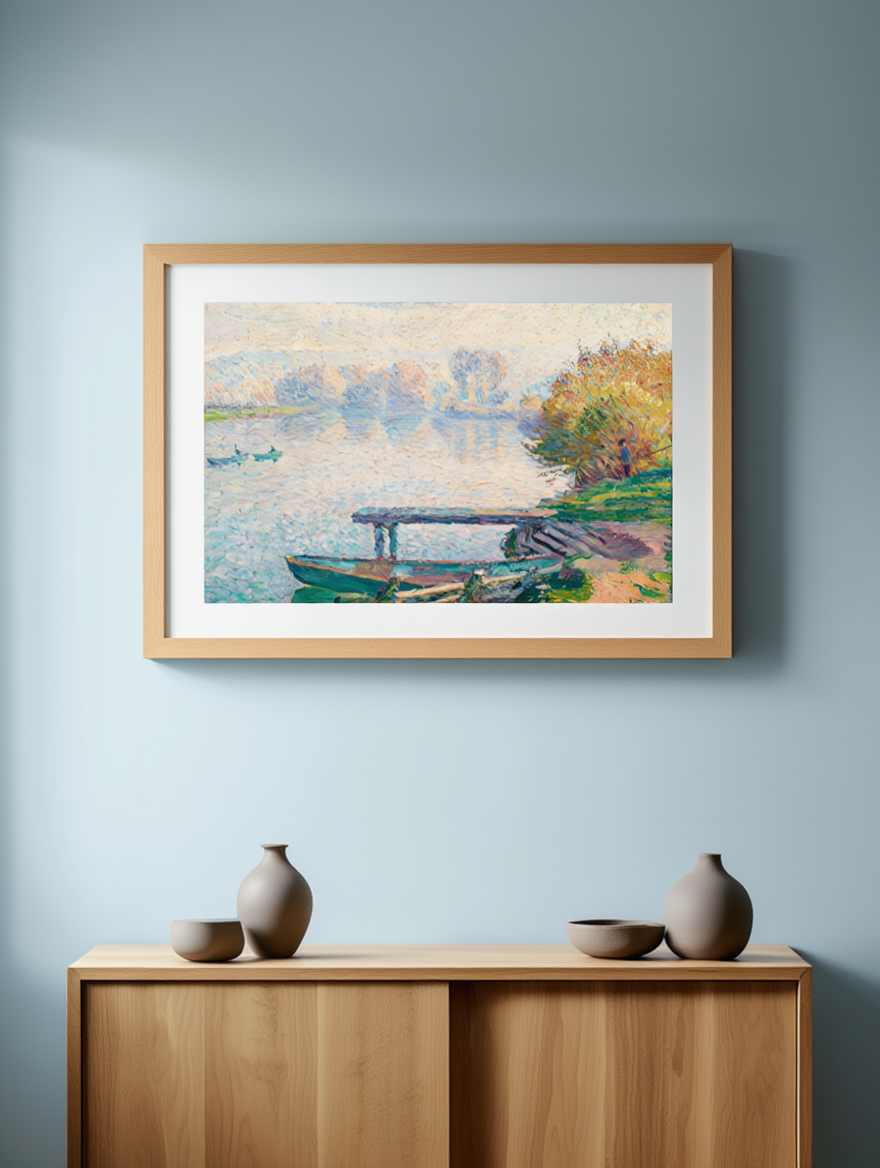 Henri Lebasque - L’étang de Saint-Pierre, pêcheur et barques