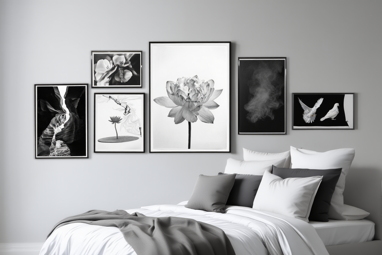 Tranquil Monochrome Nature Prints – 6 Serene monochrome Wall Art Set for Calm Interiors - 6 Prints