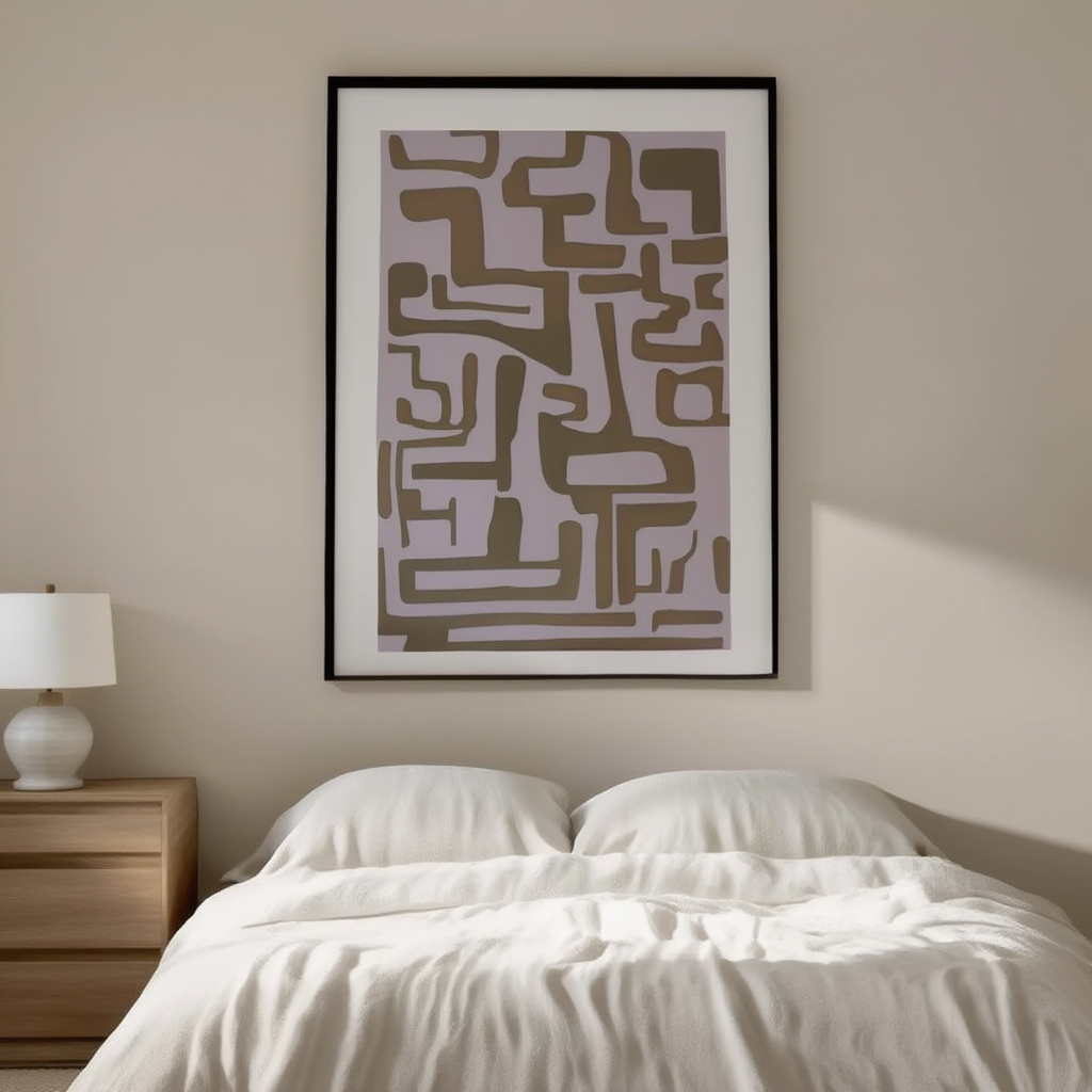 Beige Forms, Quiet Balance – Geometric Abstract Art Print - Hakyarts