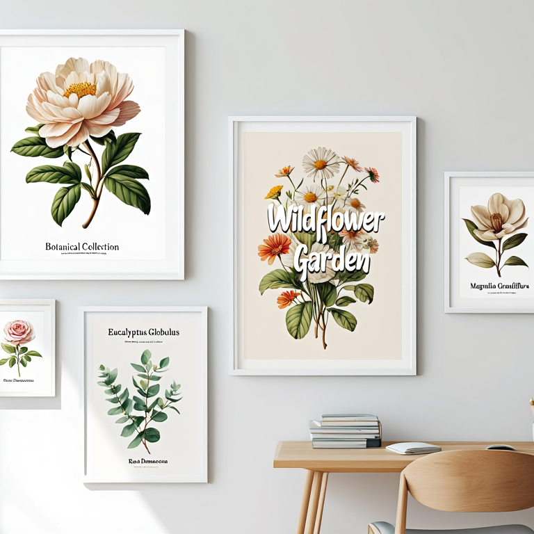 Timeless Blooms – 5-Piece Vintage Floral Wall Art Set