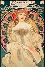 F. Champenois by Alphonse Mucha – Art Nouveau Poster Print - Hakyarts