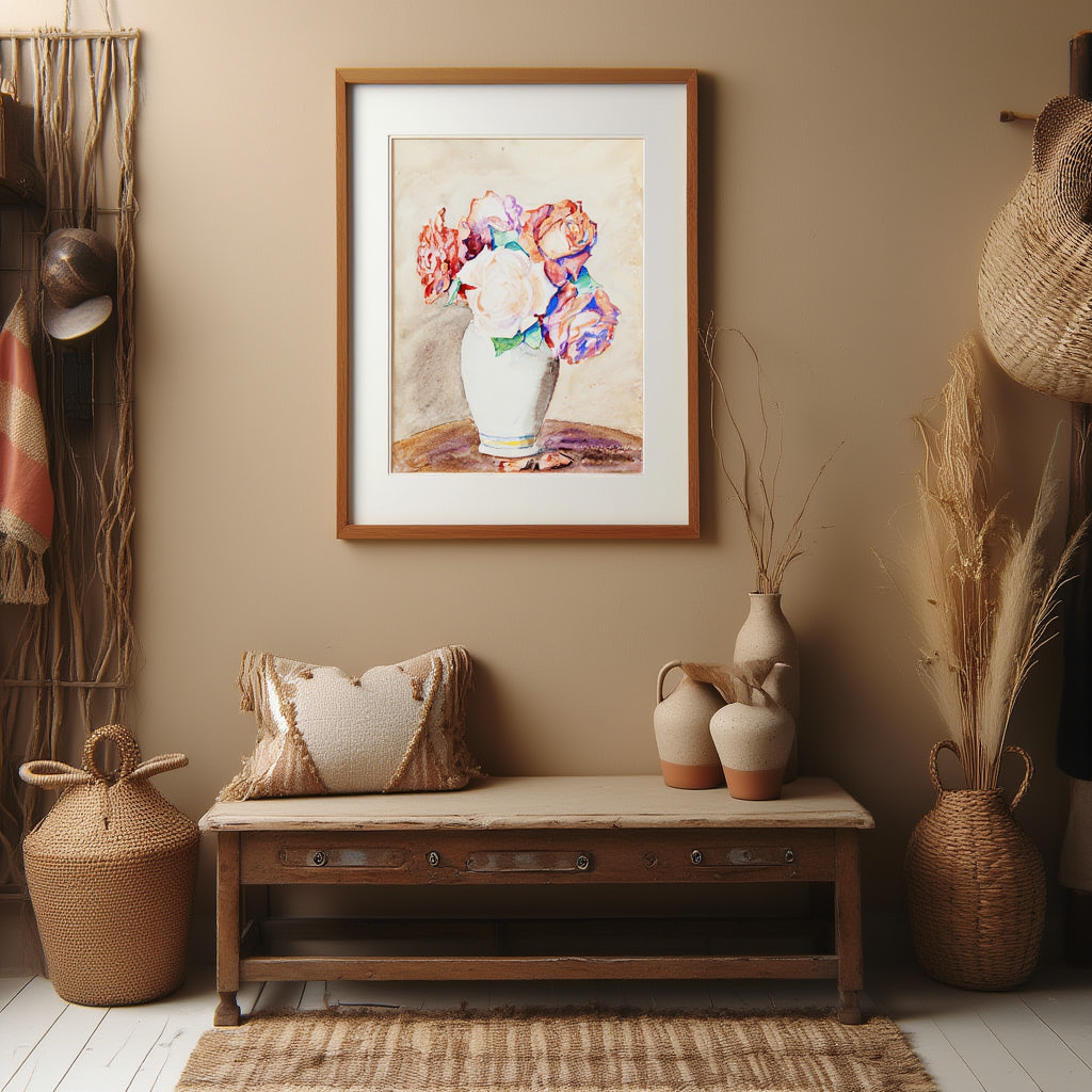 Roses in a White Vase – Jadwiga Gałęzowska, 1940 – Floral Art Print