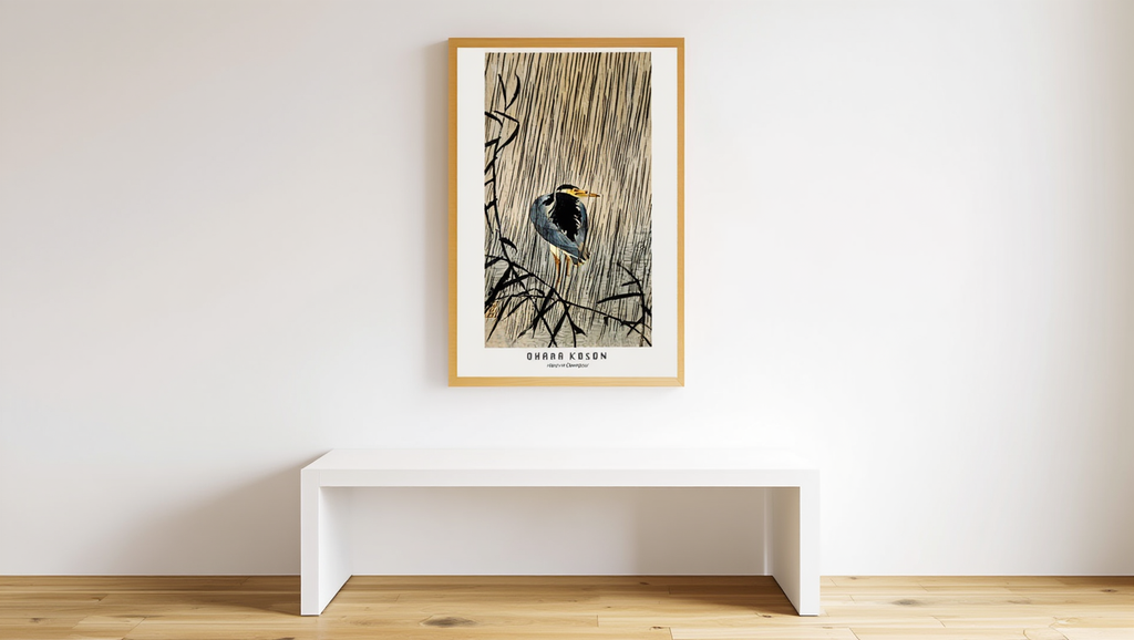 Ohara Koson - Heron in Downpour Poster
