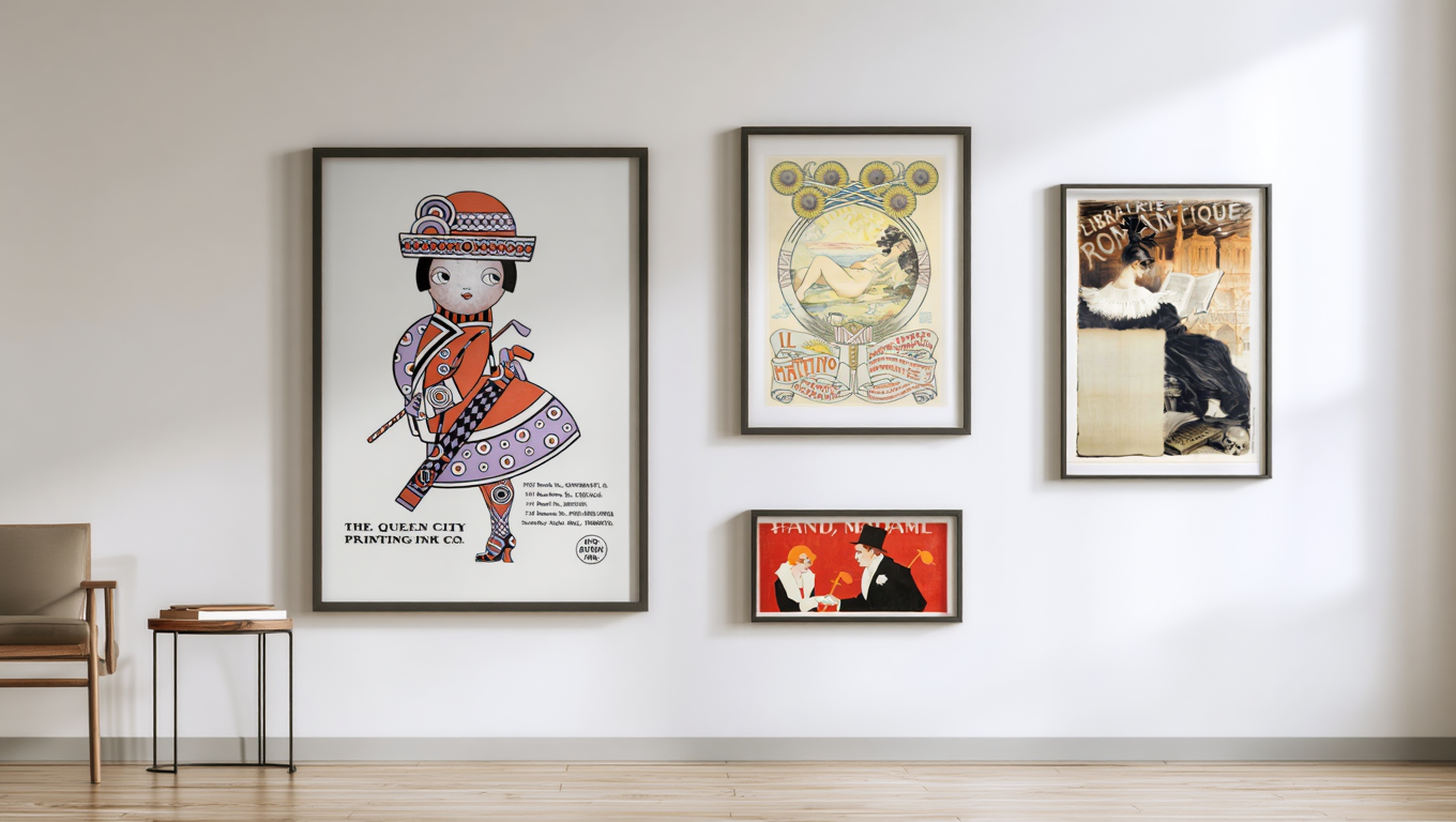 Vintage Elegance – 4-Piece Wall Art Set