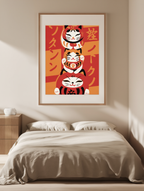 Happy Paws – Japanese Nature Cat Art Print - Hakyarts