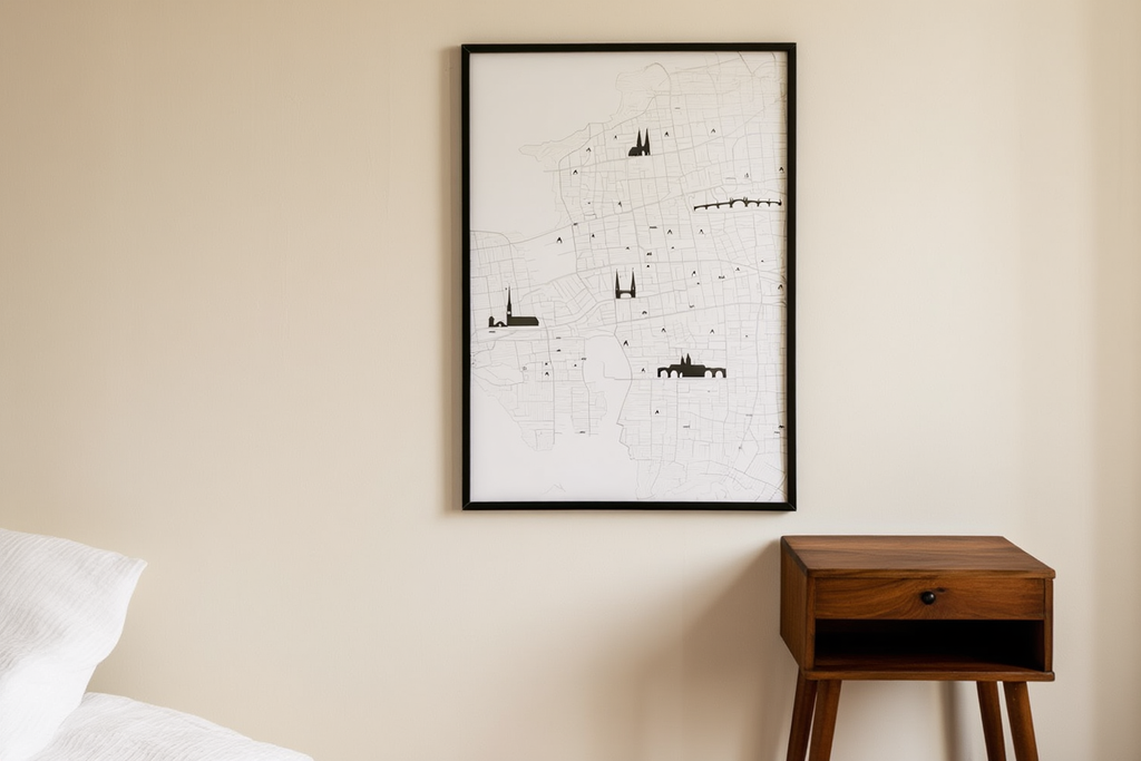 Prague City Map Poster – Minimalist Black & White Urban Wall Art Print