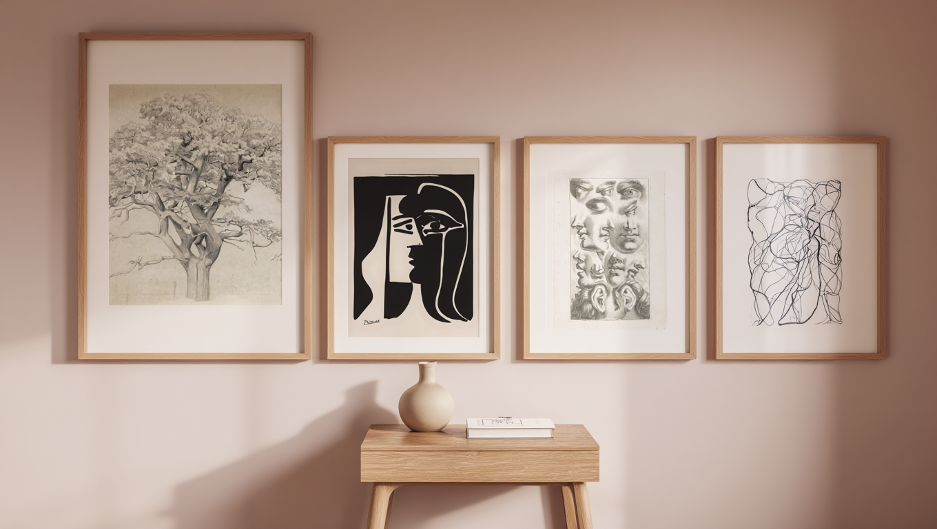 Sleek Lines – Set of 4 Black & White Art Prints