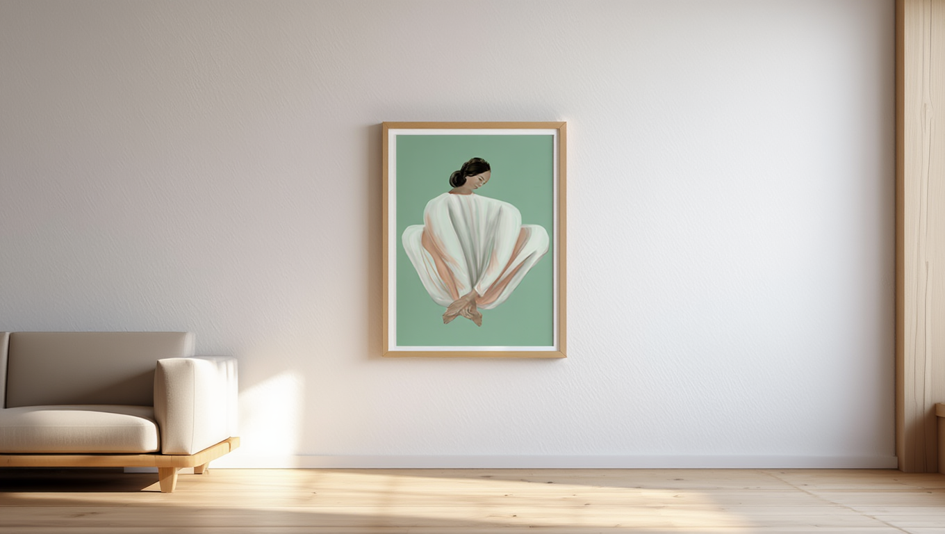 Woman in White and Peach – Art Print / Poster