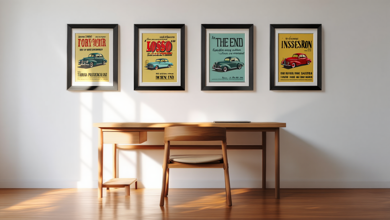 Vintage Wheels Collection – Set of 4 Automotive Art Prints