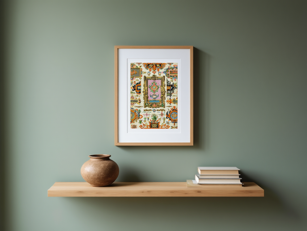 Illustration from L’Ornement Polychrome "XVI XVII" by Auguste Racinet – Vintage French Decorative Art Print