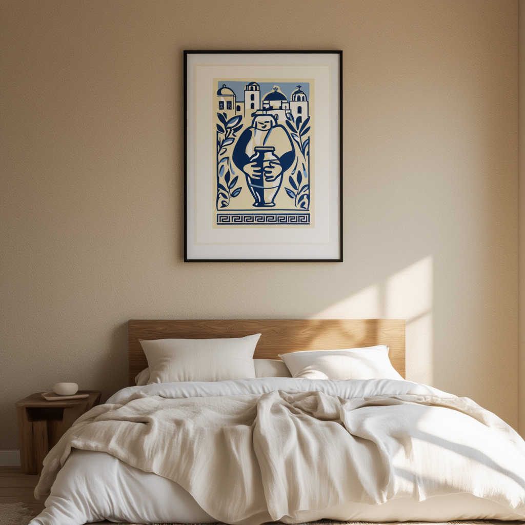 Azure Columns – Contemporary Greek-Inspired Art Print