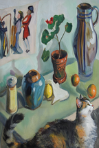 The Ghost in a House Stalls (“Still Life with a Cat”) by August Macke – Expressionist Art Print - Hakyarts