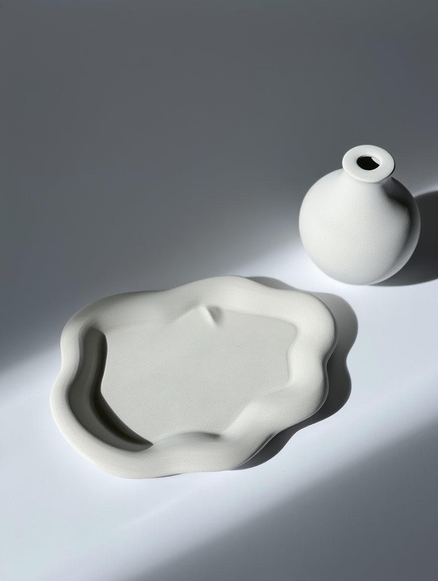 Minimalist Cloud Shaped Plaster Tray – White Cream  Home Decor