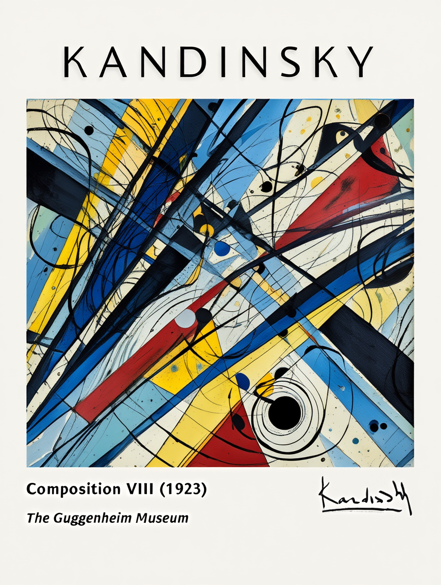 Kandinsky Abstract Geometry  – 6 Colorful Bauhaus Prints | Modern Gallery Wall Décor for Living Room, Bedroom & Office