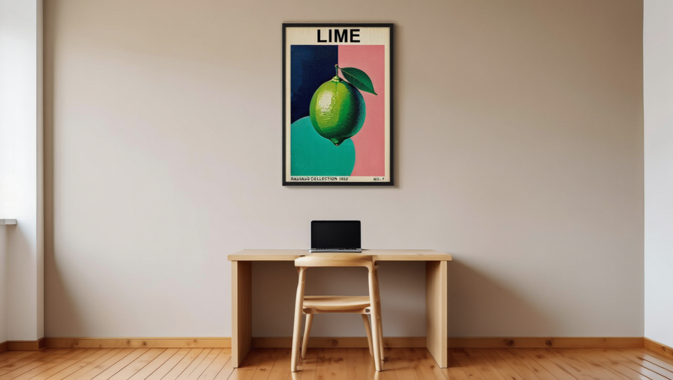 Bauhaus Lime Poster – Modern Geometric Wall Art Print