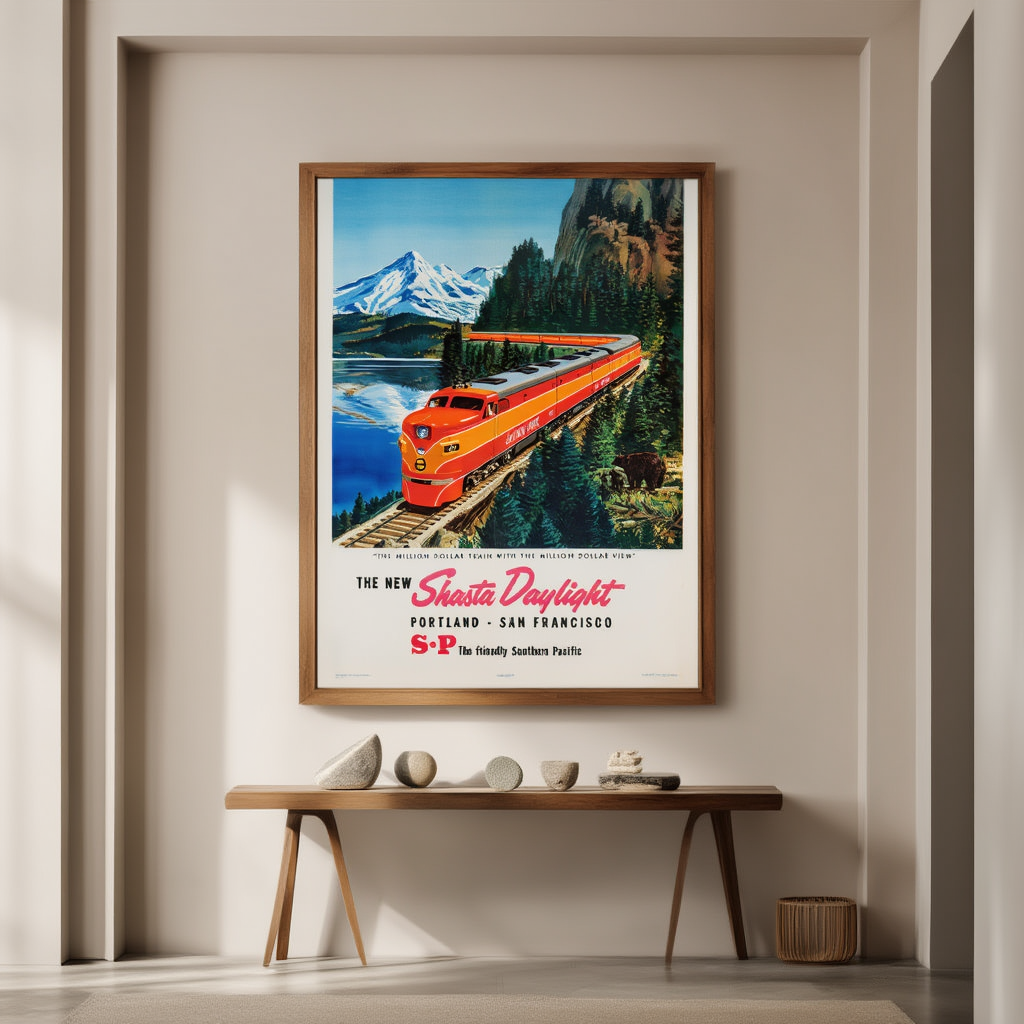 The New Shasta Daylight – Portland Vintage Travel Poster Art Print - Hakyarts