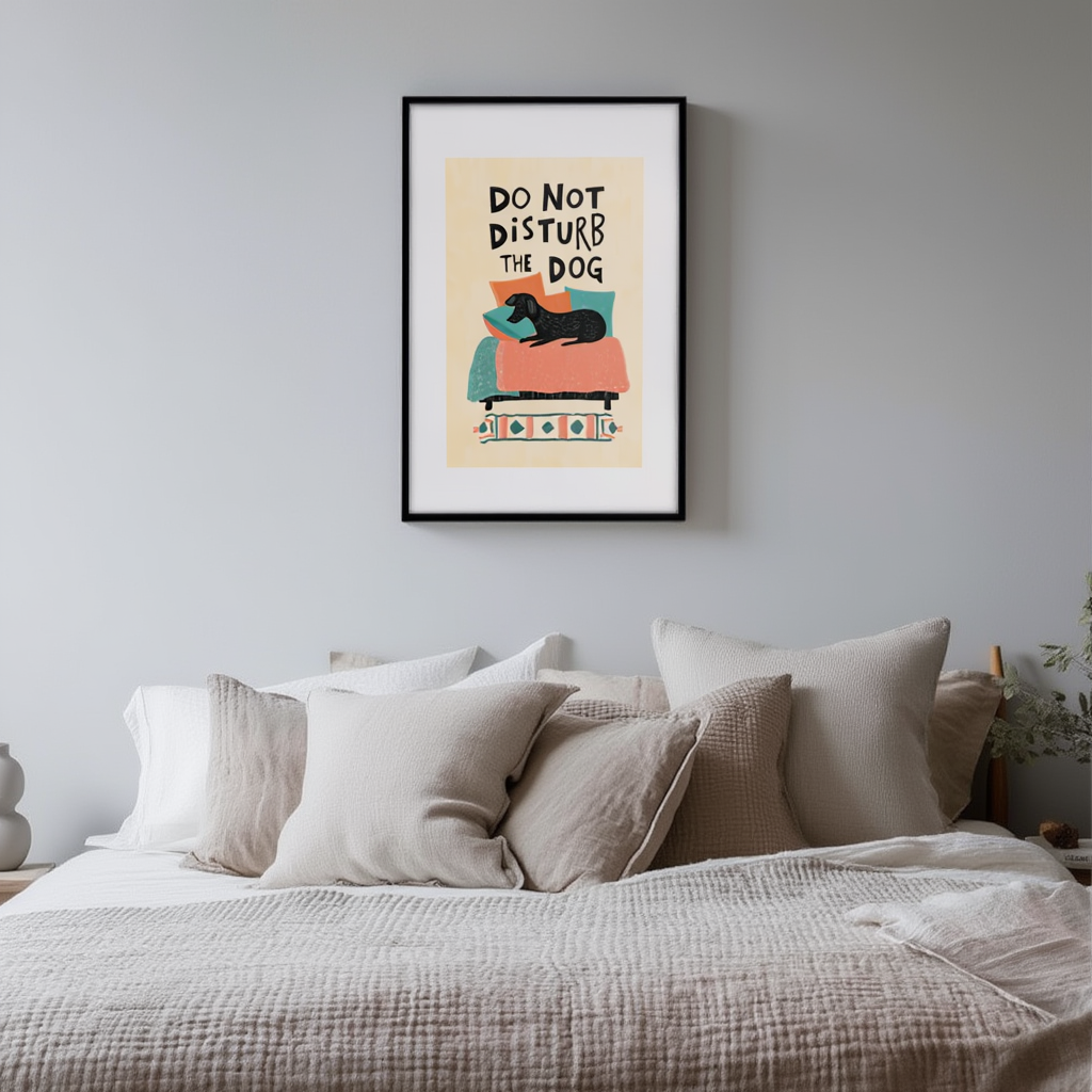 Do Not Disturb the Dog – Humorous Minimalist Art Print