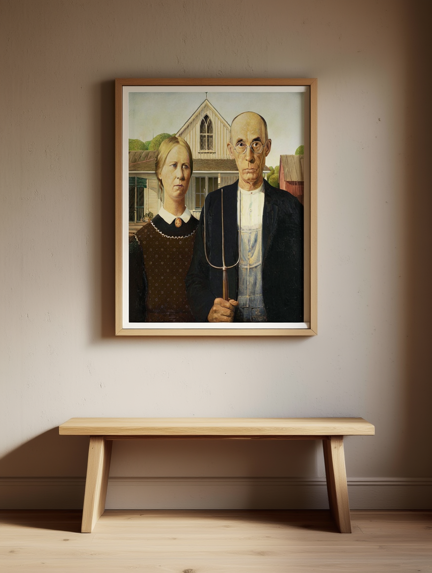 Grant Wood – American Gothic, 1930 – American Regionalist Art Print | Iconic Wall Decor