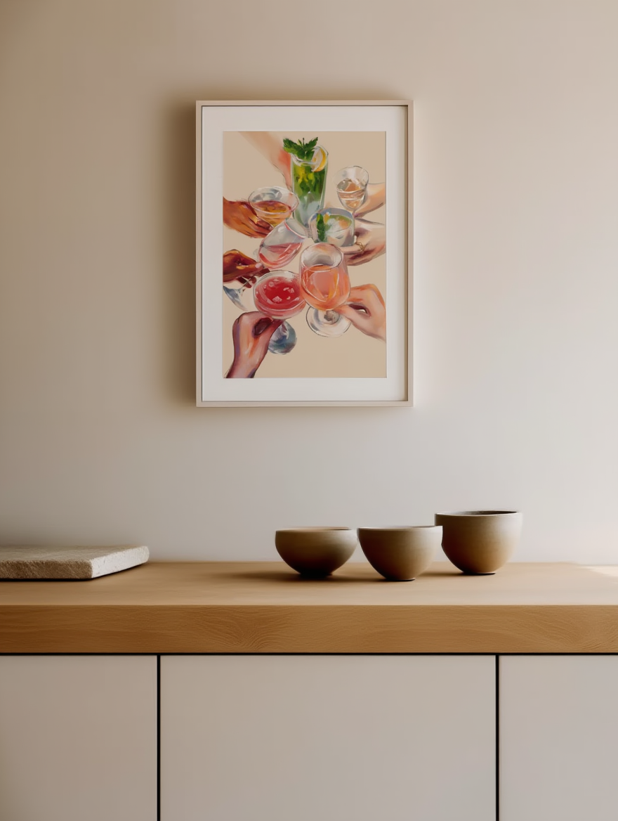 Shared Cocktails, Easy Evenings – Contemporary Social Moments Print