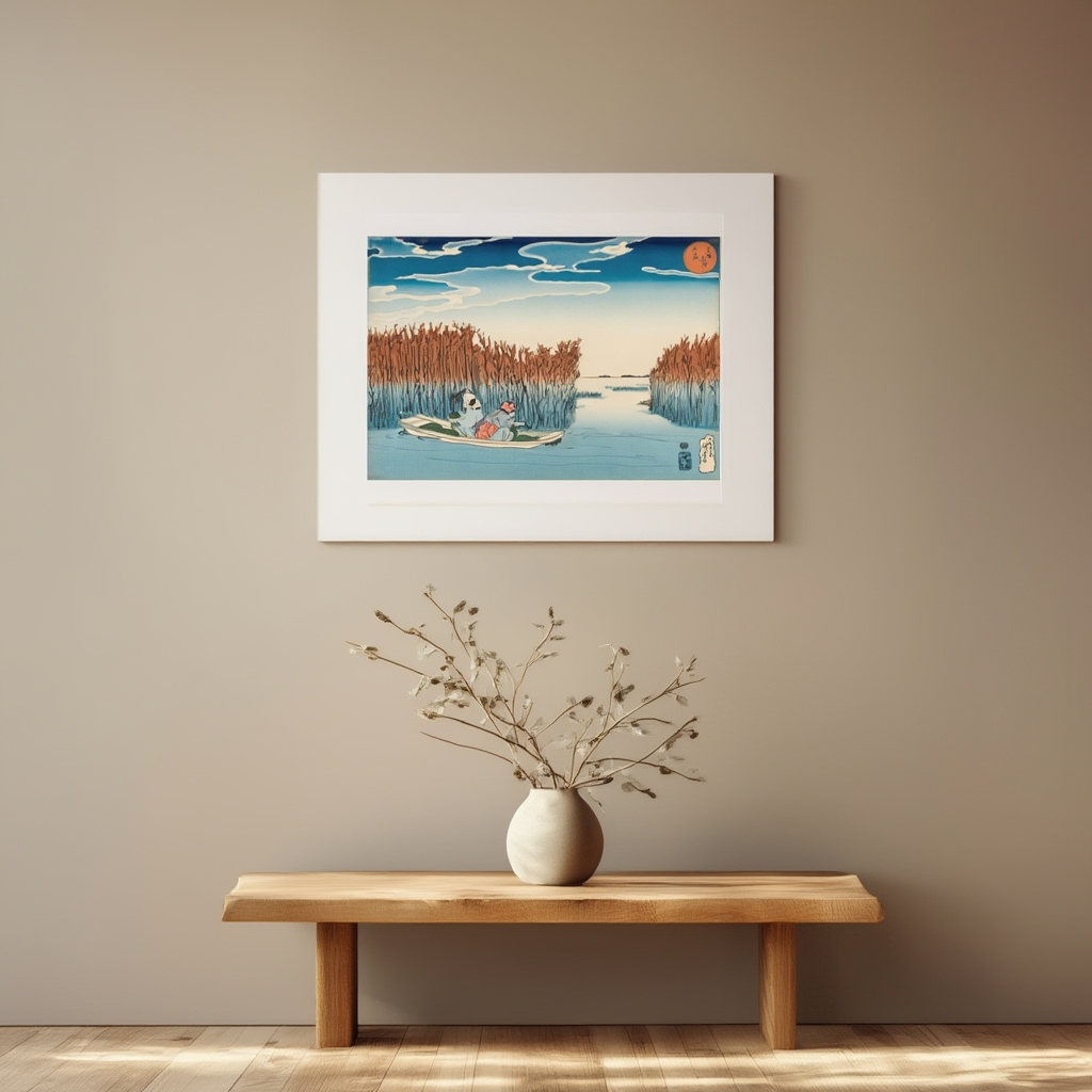 Ōmori – Famous Places in the Eastern Capital by Utagawa Kuniyoshi – Vintage Japanese Woodblock Print