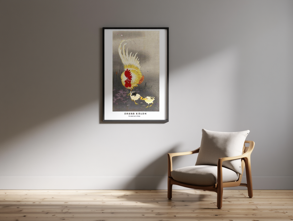 Ohara Koson - Rooster and Chicks Poster