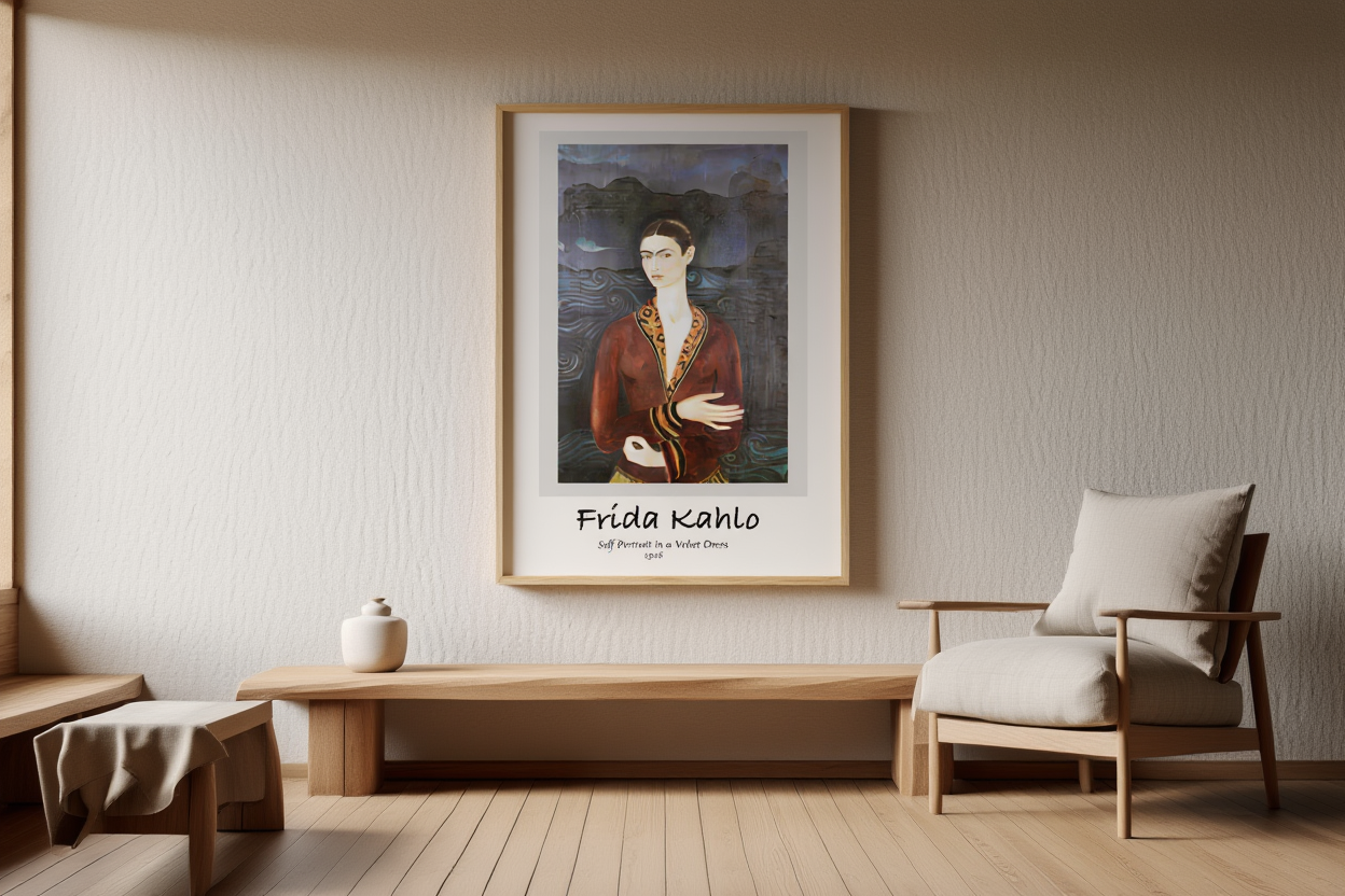 Self Portrait in a Velvet Dress - Iconic Frida Kahlo Art Print