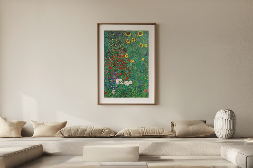 Farm Garden with Sunflowers by Gustav Klimt – Art Nouveau Landscape Art Print