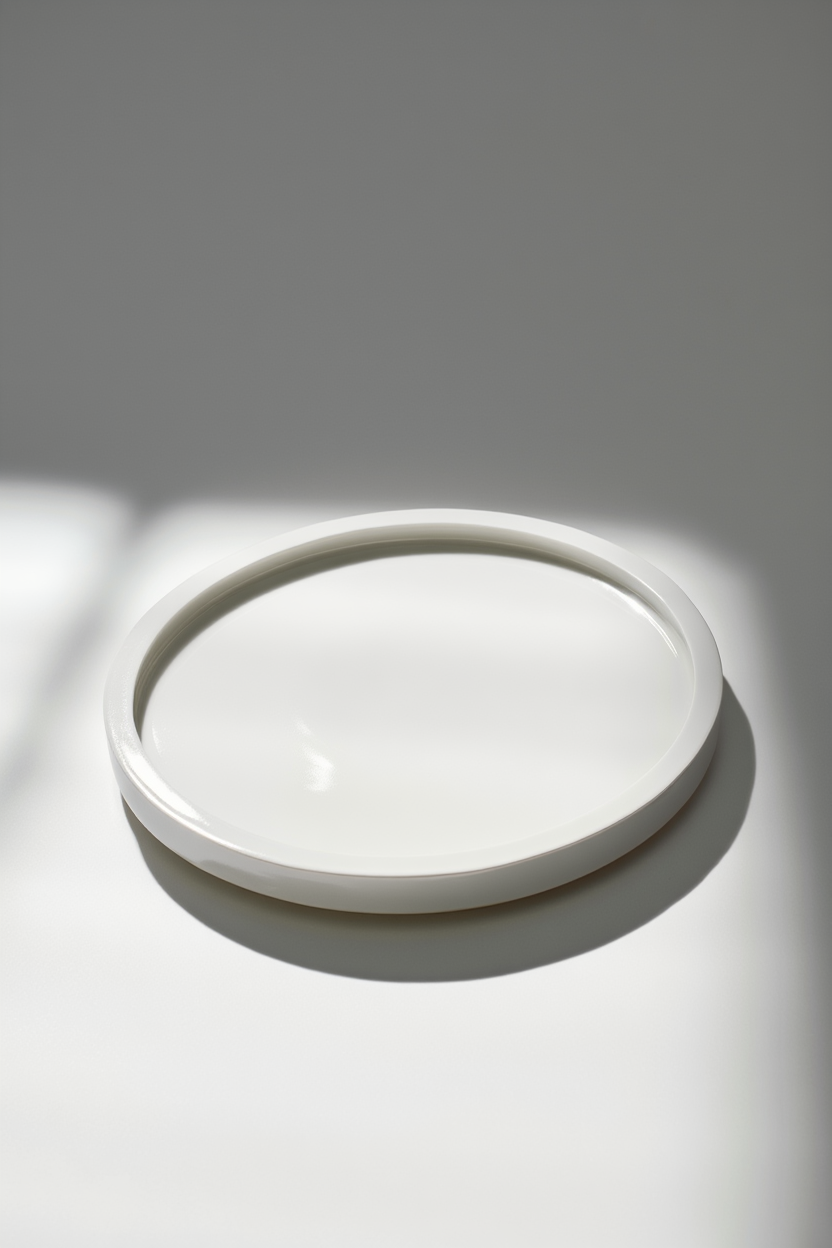 Minimalist Circular Plaster Coaster – White Cream