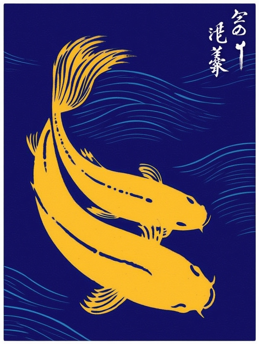 Golden Koi Serenity – Japanese Nature Art Print - Hakyarts