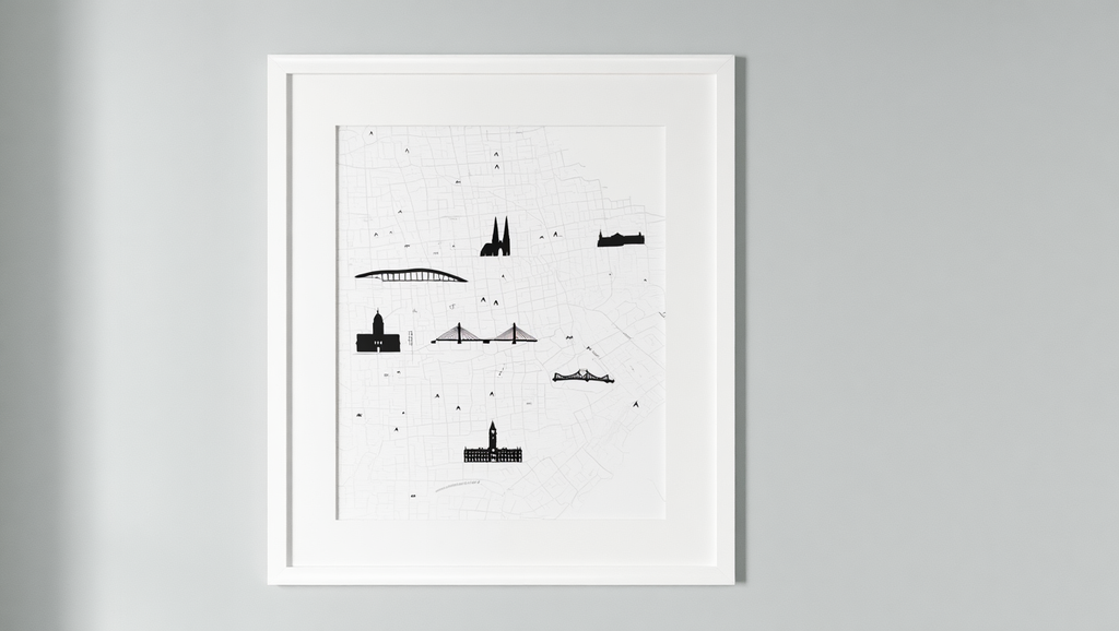 Glasgow City Map Poster – Black and White Minimalist Wall Art Print