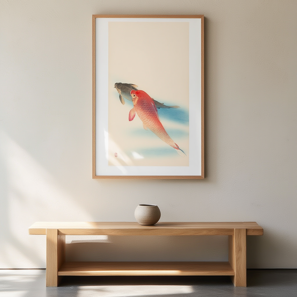 Two Carp – Ohara Koson Poster | Japanese Nature Art Print